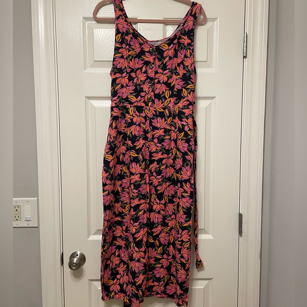 Kensie Linen Blend Jumpsuit Large